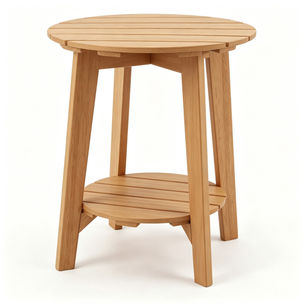 2-Tier Wood Patio Side Table